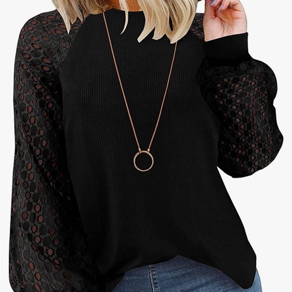 Black plus size long sleeve top 3X